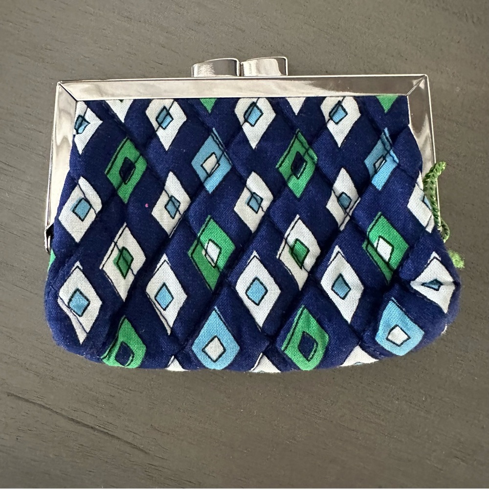 Vera Bradley Mosiac Kiss Lock Coin Purse NWT Blue - Picture 2 of 7
